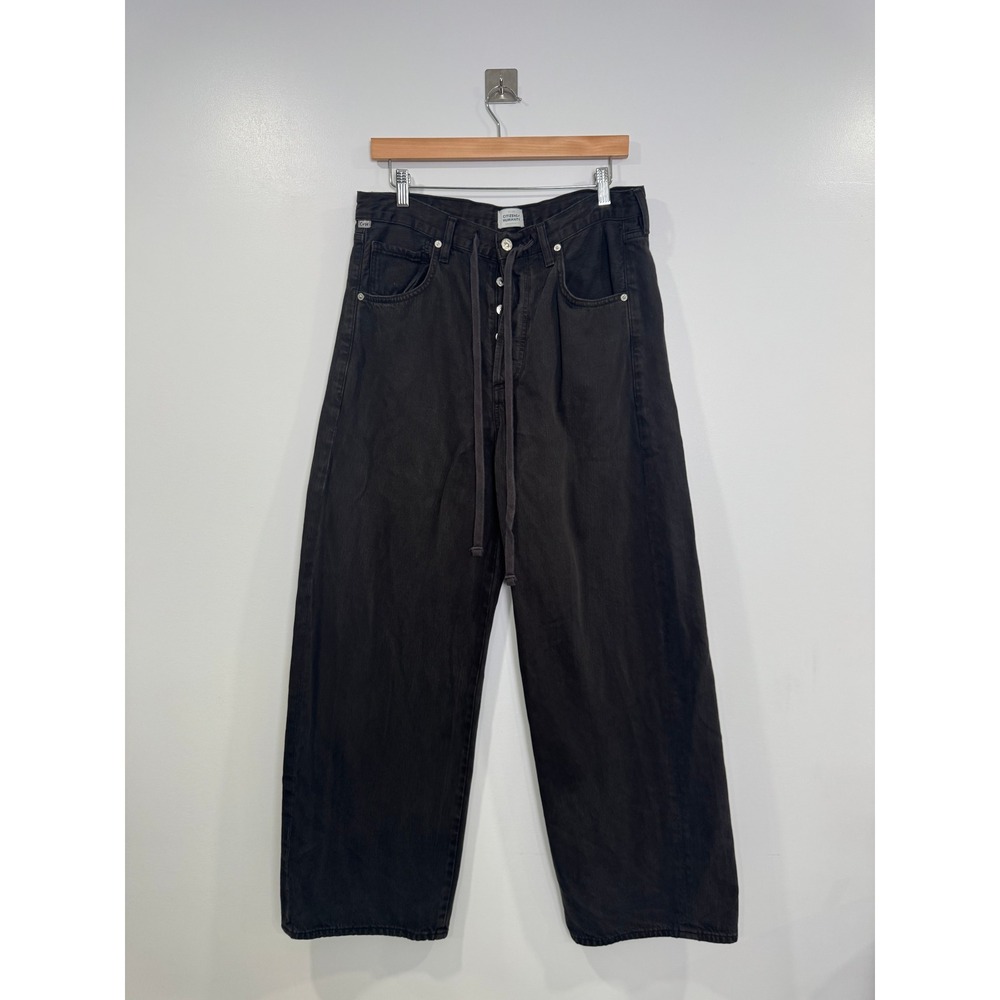 Citizens of Humanity Women Black Brynn Wide Leg Drawstring Jeans 29